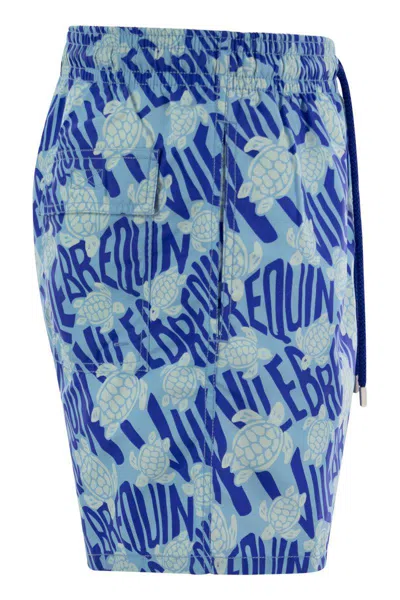 Vilebrequin Printed Recycled Polyamide Swim Shorts In Bluette