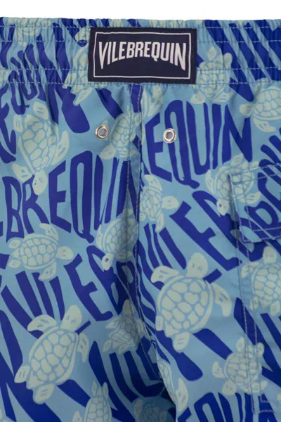 Vilebrequin Printed Recycled Polyamide Swim Shorts In Bluette