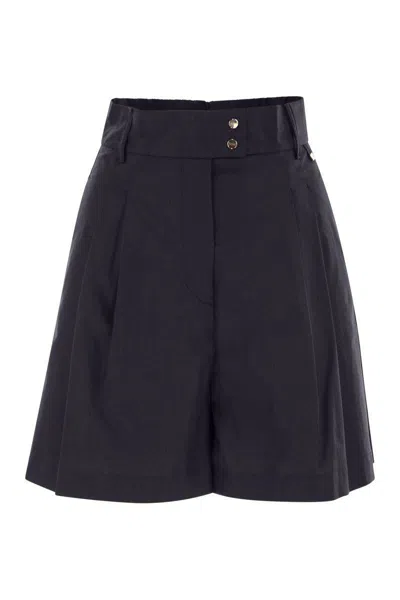 Herno Women Stretch Cotton Bermuda Shorts In Blue