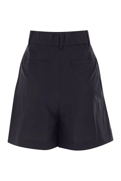 Herno Women Stretch Cotton Bermuda Shorts In Blue