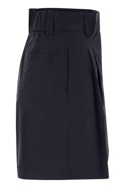 Herno Women Stretch Cotton Bermuda Shorts In Blue