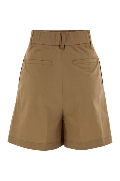 Herno Women Stretch Cotton Bermuda Shorts In Brown