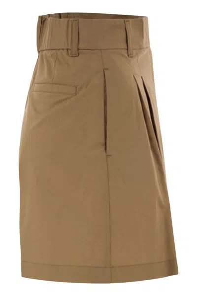 Herno Women Stretch Cotton Bermuda Shorts In Brown