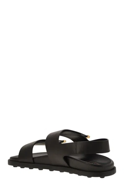 Tod's Women Sandal With Two Leather Straps In Black