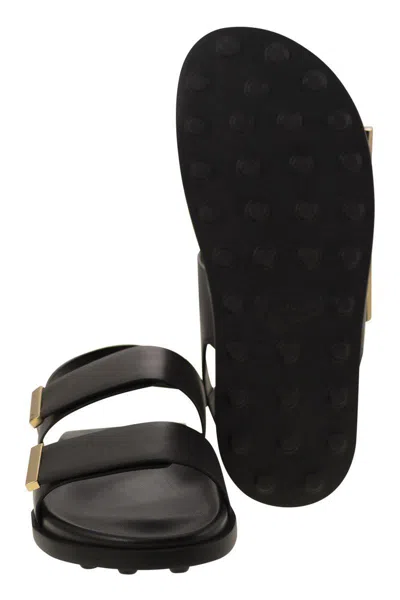 Shop Tod's Sandal With Two Leather Straps In Black
