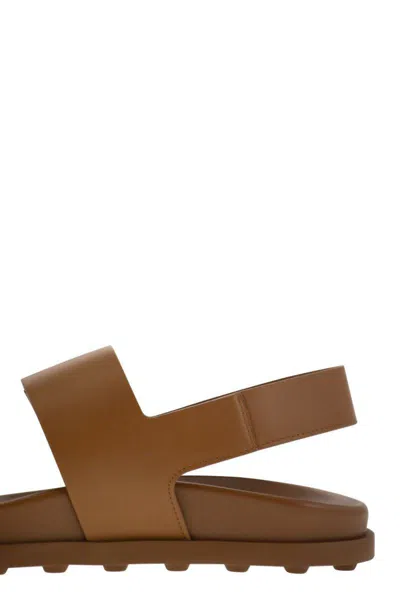 Tod's Women's Sandal With Two Leather Straps In Brown