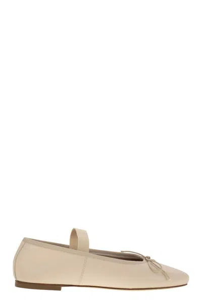 Anniel Leather Ballerina And Elastic Band In Beige