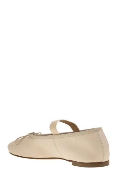 Anniel Leather Ballerina And Elastic Band In Beige