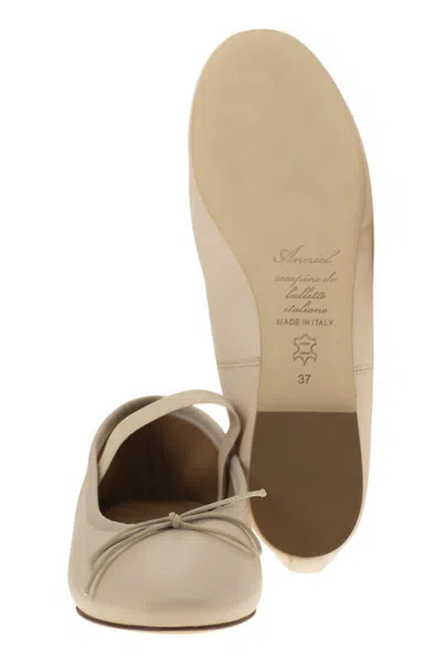 Anniel Leather Ballerina And Elastic Band In Beige