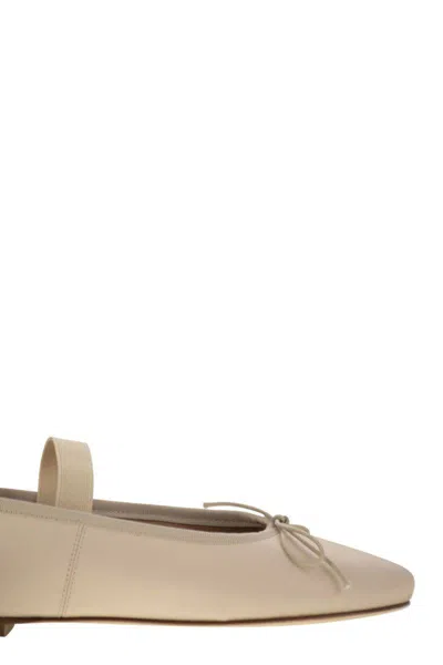 Anniel Leather Ballerina And Elastic Band In Beige