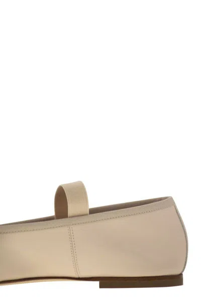 Anniel Leather Ballerina And Elastic Band In Beige