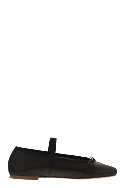 Anniel Leather Ballerina And Elastic Band In Black
