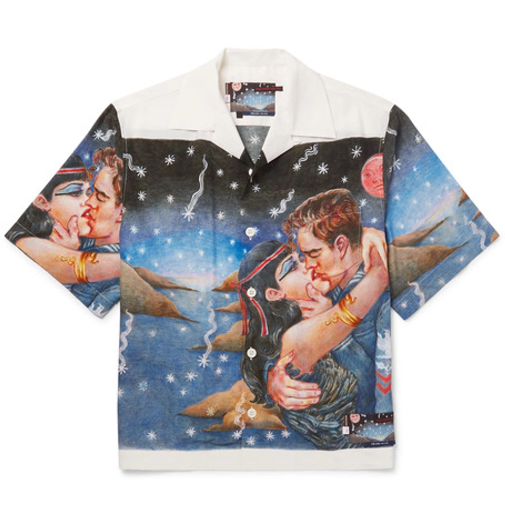 Prada Impossible True Love Camp-collar Printed Cotton Shirt ModeSens