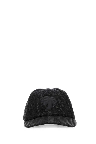 Palm Angels Woman Embellished Cotton Baseball Cap In Black