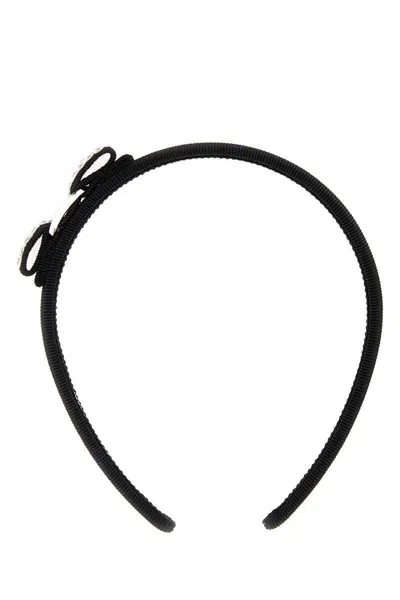 Ferragamo Crystal Embellished Cotton Blend Hair Band In Black
