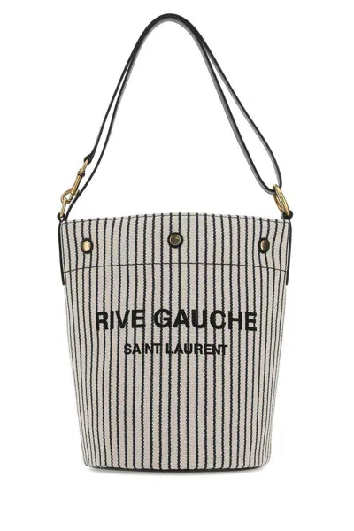 Saint Laurent Striped Bucket Bag Metal Hardware In 9583