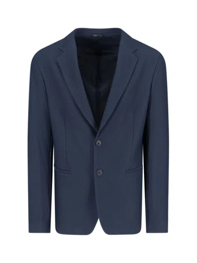 Giorgio Armani Tailored Jacket Textured Fabric In Blue