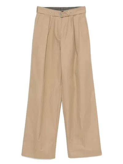 Dries Van Noten Wide-leg High Waist Trousers With Pleats And Pockets In Brown