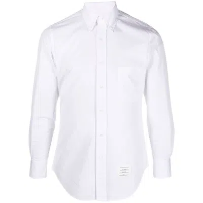 Thom Browne Classic Long Sleeves Shirt With Cf Gg Placket In Solid Poplin Clothing