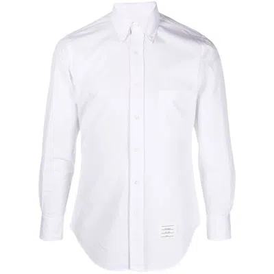 Thom Browne Classic Long Sleeves Shirt With Cf Gg Placket In Solid Poplin Clothing