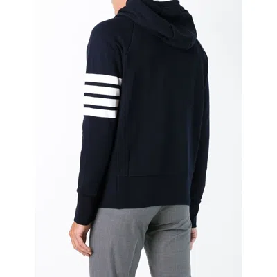 Thom Browne Mens Navy Four-bar Zipped Cotton-jersey Hoody