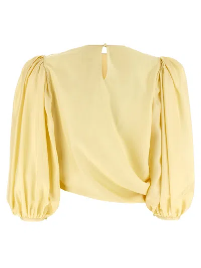 Chloé Draped Wrap-effect Cropped Silk-satin Blouse