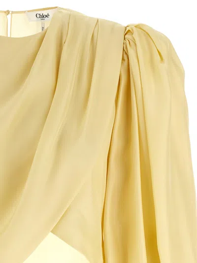 Chloé Draped Wrap-effect Cropped Silk-satin Blouse