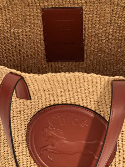 Chloé Beige Large Horse Medal Basket Tote