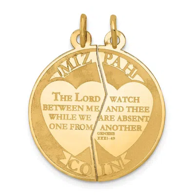 Diamond2deal 14k Yellow Gold Mizpah 2-piece Charm In Yellow