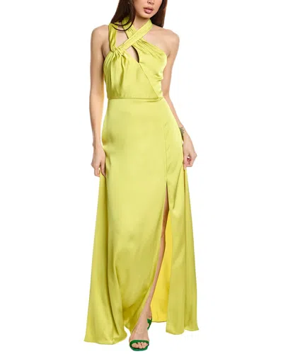 Amur Allen Strappy Satin Gown In Green