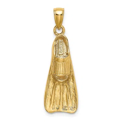 Diamond2deal 14k Yellow Gold 3-d Scuba Flipper Charm In Yellow
