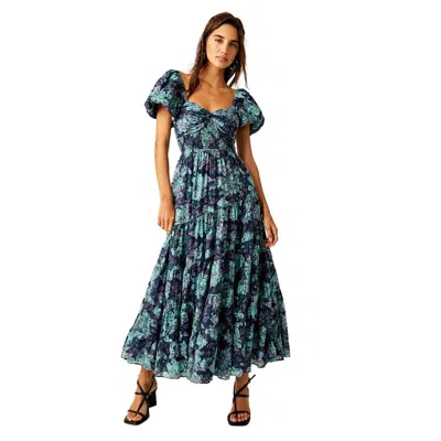 Free People Sundrenched Floral Tiered Maxi Sundress In Green