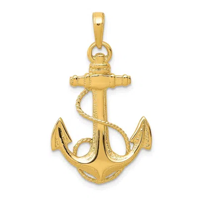 Diamond2deal 14k Yellow Gold Solid Polished Anchor Pendant In Yellow