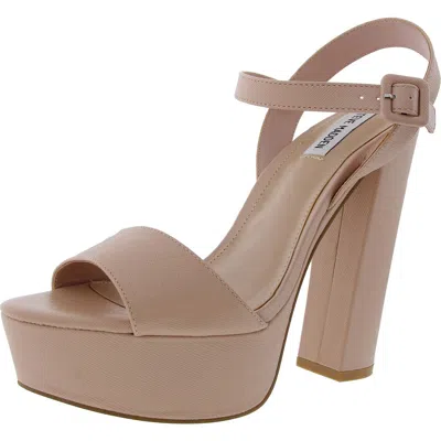 Steve Madden Danielle Womens Textured Faux Leather Platform Sandals In Gold