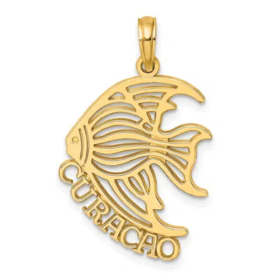 Diamond2deal 14k Yellow Gold Polished Curacao Under Angelfish Charm In Yellow