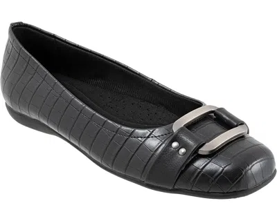 Trotters Sizzle Signature T1251-011 Flats Womens 11 Black Leather Slip On Fzp418 In Black