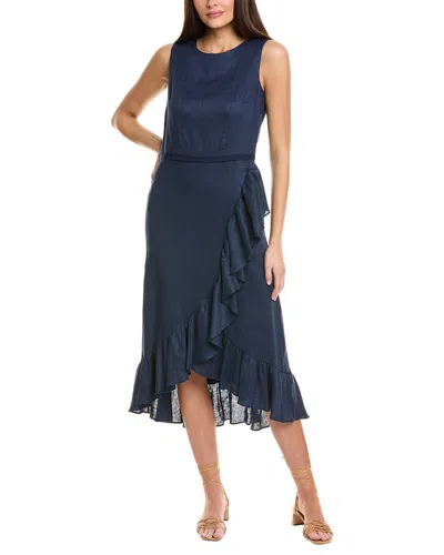 Sara Campbell Chantelle Linen Dress In Blue