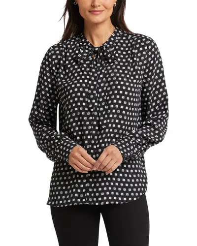 Nydj Tie Neck Button-up Shirt In White