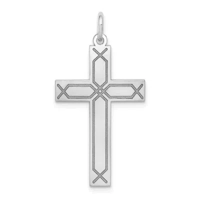 Diamond2deal 14k White Gold Laser Designed Cross Pendant In White