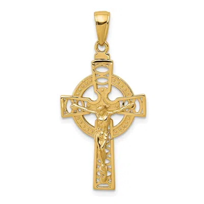 Diamond2deal 14k Yellow Gold Polished Celtic Crucifix Pendant In Yellow