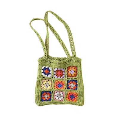 Judson & Co. Crochet Granny Square Mini Tote Bag In Green In Green