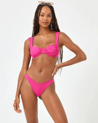 L*space Chain Link Cabana Bikini Bottom Women's L Bougainvillea Stretch Erk310 (pink,regular,l) In Pink