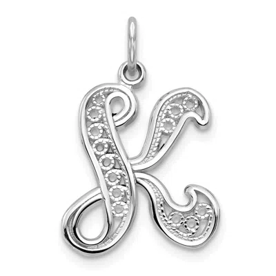Diamond2deal 10k White Gold Filigree Initial K Pendant In White