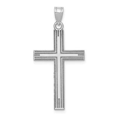 Diamond2deal 14k White Gold Solid Laser Etched Cross Pendant In White