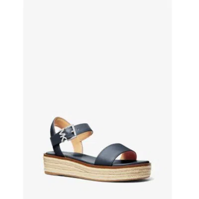 MICHAEL KORS RICHIE SANDAL WOMEN 7.5 NAVY ANKLE STRAP PLATFORM ESPADRILLE FZP425 