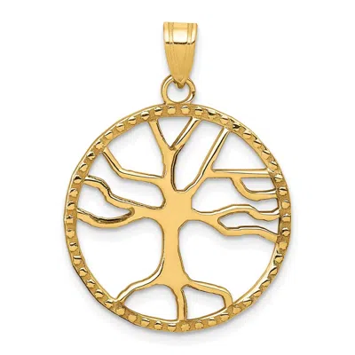 Diamond2deal 10k Yellow Gold Tree Of Life In Round Frame Pendant In Yellow