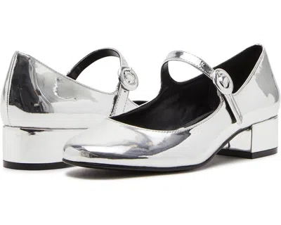 Steve Madden Cyndie Pump Women's 10 Silver Round Toe Slip-on Block Heel Khd132 In Silver