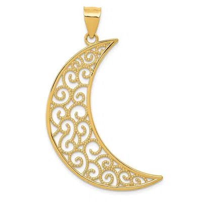 Diamond2deal 14k Yellow Gold Filigree Moon Pendant In Yellow