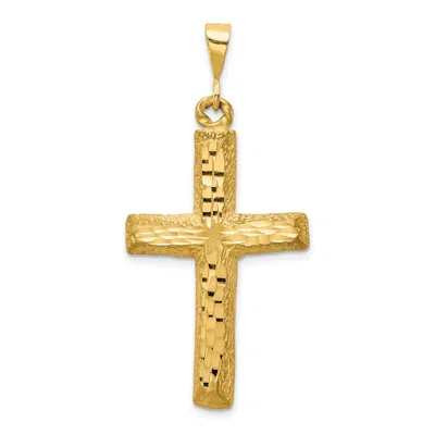 Diamond2deal 14k Yellow Gold Diamond-cut Cross Charm In Yellow