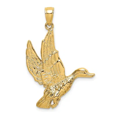 Diamond2deal 10k Yellow Gold Flying Mallard Duck Charm In Yellow